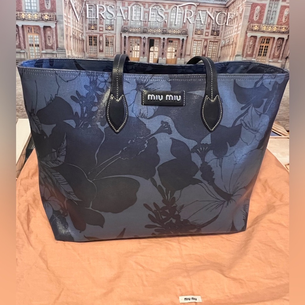 Miu miu floral leather tote